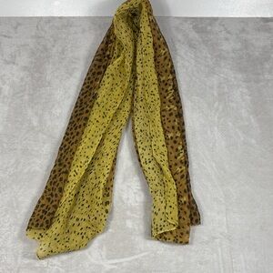Oversized Animal Print Scarf Wrap Lightweight Yellow Brown